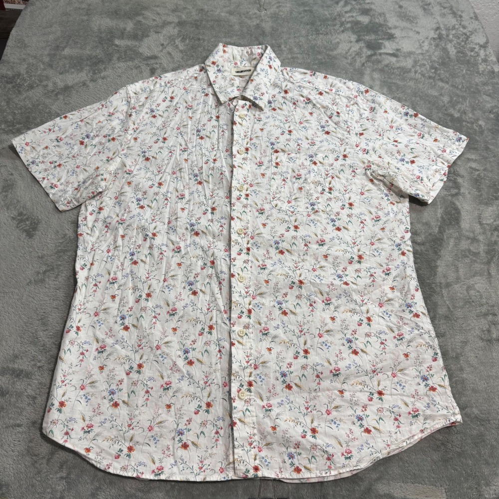 Taylor Stitch Mens Floral Short Sleeve Button Down Shirt White 42 2305SSCVB